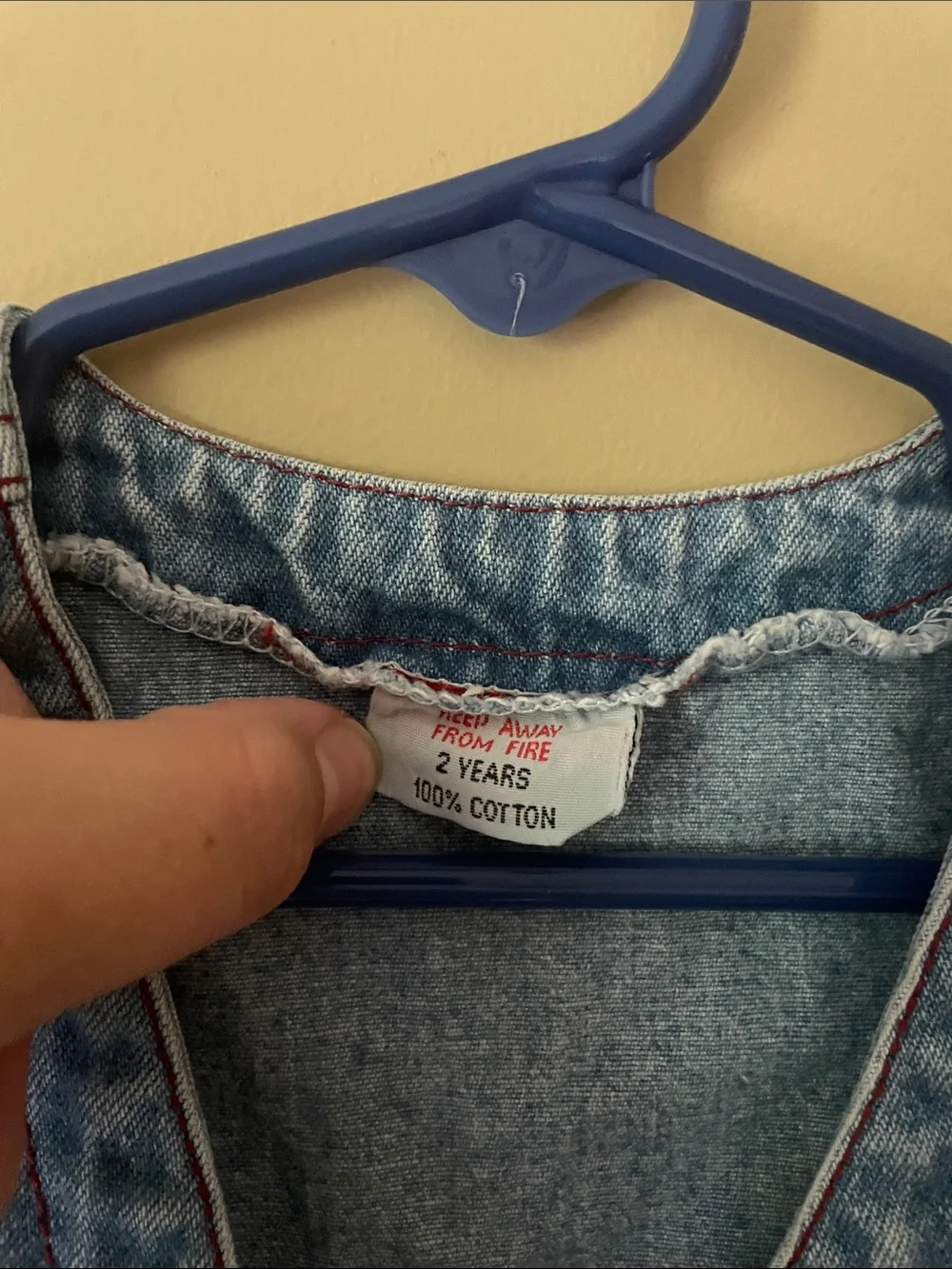 Vintage Light Wash Denim Vest with Pink Topstitching and floral accent